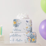 Blå Wildblommor Bröllop/Shower-Grattisar Presentpapper<br><div class="desc">Blåblommor är också personlig med brud och brudgumms namn. Designad för möhippa eller bröllop,  årsdag och liknande.</div>