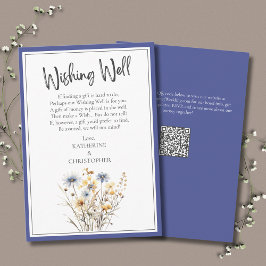 Blå Wildblommor Elegant bröllop Wishing-brunn Tilläggskort