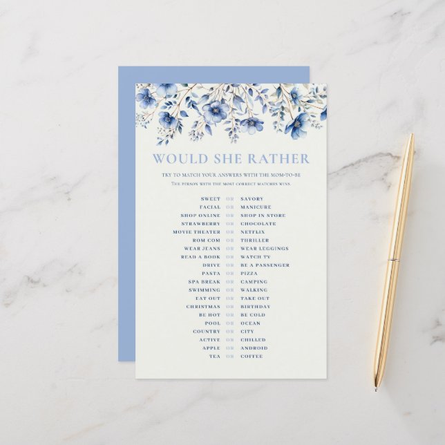 Blå Wildblommor skulle hon hellre visa babykläder. (Fram/Back In Situ)