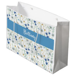 Blå Wildblommor Watercolor Monogram Namn