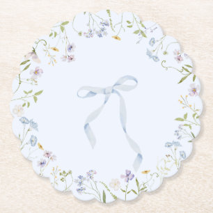 Blå Wildblomsterband Bow-babydusch Underlägg Papper