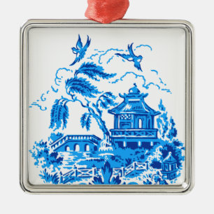 Blå Willow-China Blue & White Ornament