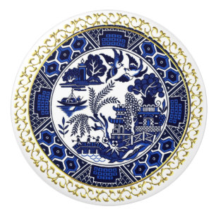 Blå Willow China Design Ceramic Cabinet Knob v3 Knopp
