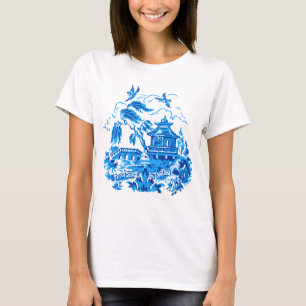 Blå Willow China Design t-shirt