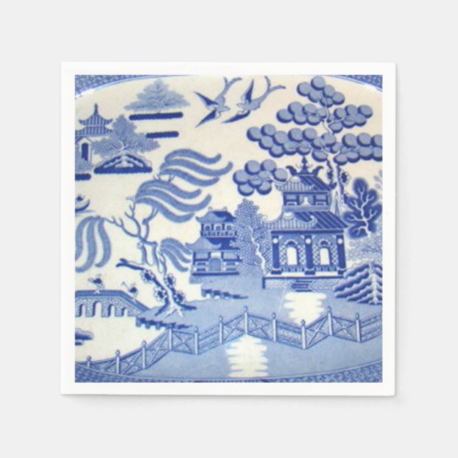 Blå Willow Cocktail Napkins gör dig stolt Pappersservett (Framsidan)