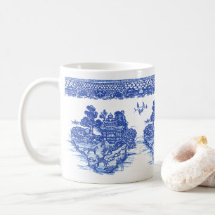 Blå Willow Fox Isle of Animals Classic Roligt Des Kaffemugg