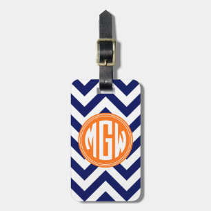 Blå Wt LG Chevron Orange Cirkel Monogram Gör-det-s Bagagebricka