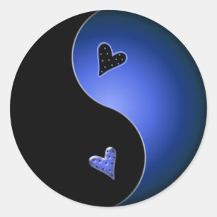 blå yin yang runt klistermärke