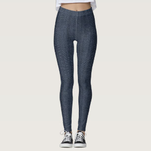 Blå ylle Herringbone Mönster Leggings