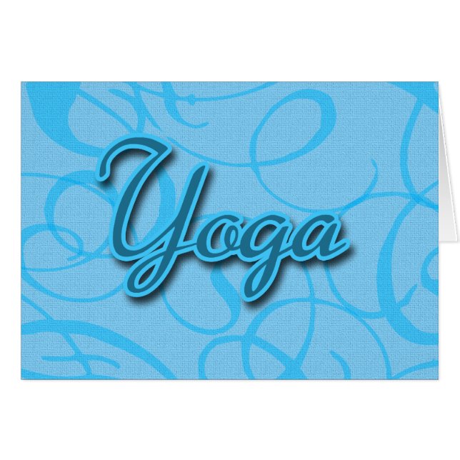 Blå Yoga Flourish Design Hälsningskort (Framsidan Horizontal)