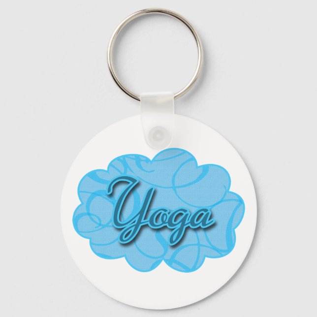 Blå Yoga Flourish Design Nyckelring (Framsida)