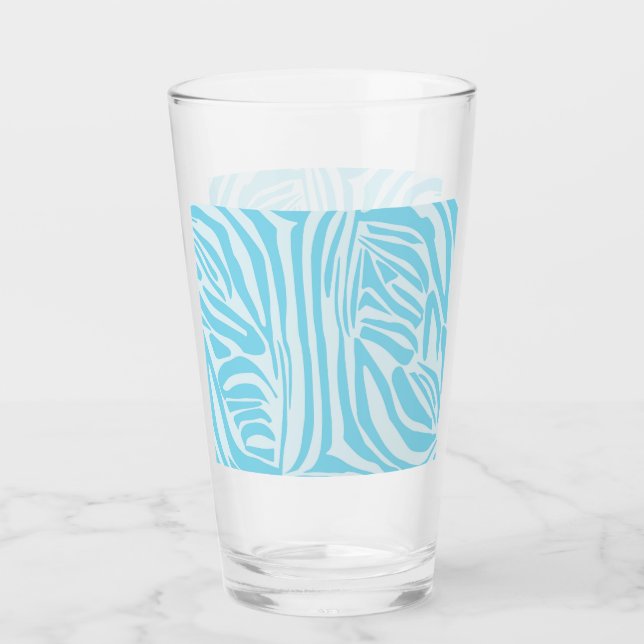 Blå Zebra mönstrad Glaskopp (Framsida)