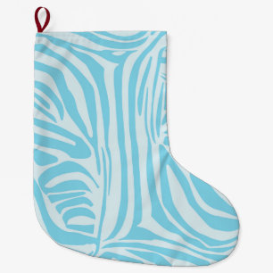 Blå Zebra mönstrad Stor Julstrumpa