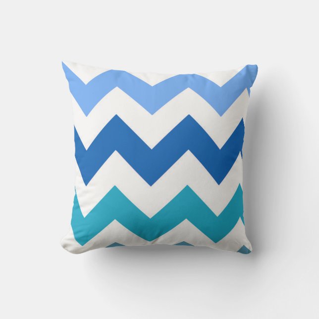 Blå Zig Zag Chevron Pillow Kudde (Framsida)