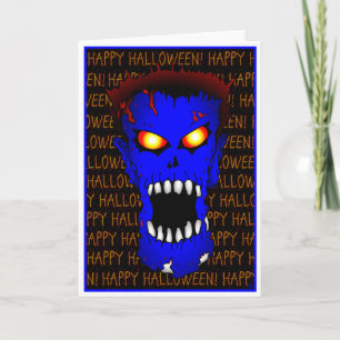 Blå ZOMBIE Halloween-kort Kort