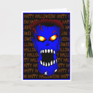 Blå ZOMBIE Halloween-kort Kort
