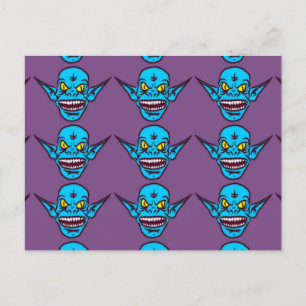 blå zombie trolldemon vykort