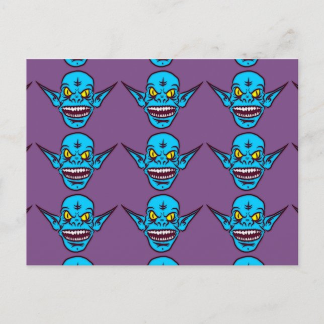 blå zombie trolldemon vykort (Framsida)
