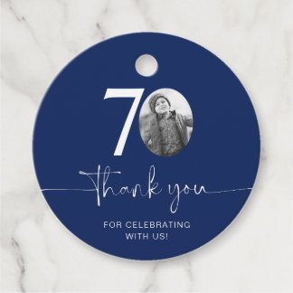 Blåa 70:e födelsedag - favorittaggar för Tack Gåvor Etiketter