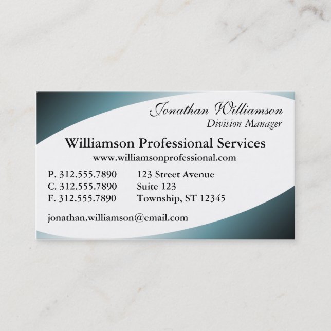 Blåa Affärskort för böjda hörn Visitkort (Framsida)