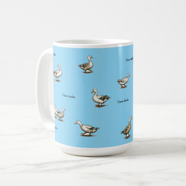 Blåa Ankor Älskar Jag Kaffemugg (Framsida vänster)