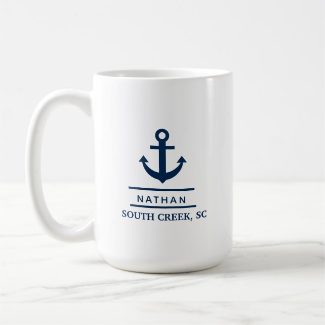 Blåa Anpassningsbarna Boat Namn i sjöflottan Kaffemugg (Vänster)
