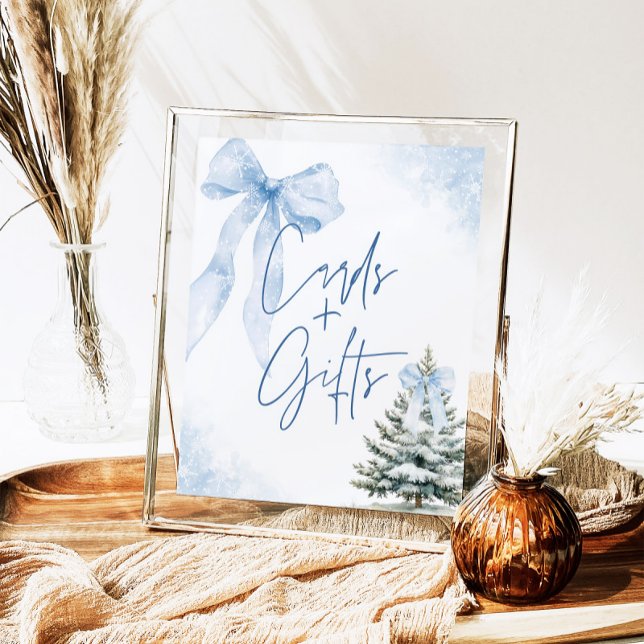 Blåa båge vinter snöflinga Baby Shower-kort & pres Poster (Skapare uppladdad)