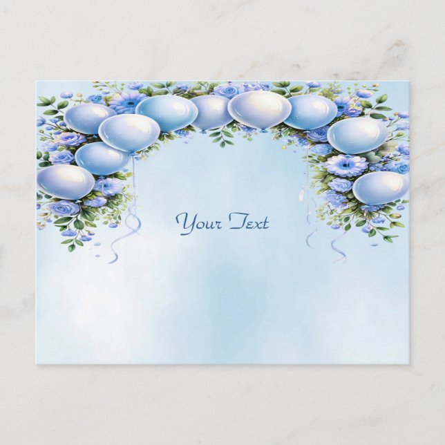 Blåa ballong vykort (Framsida)