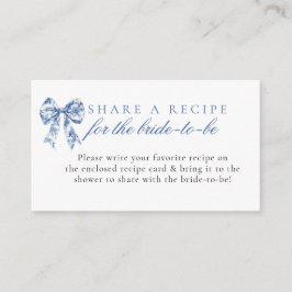 Blåa band bröllopsdusch receptförfrågningskort tilläggskort