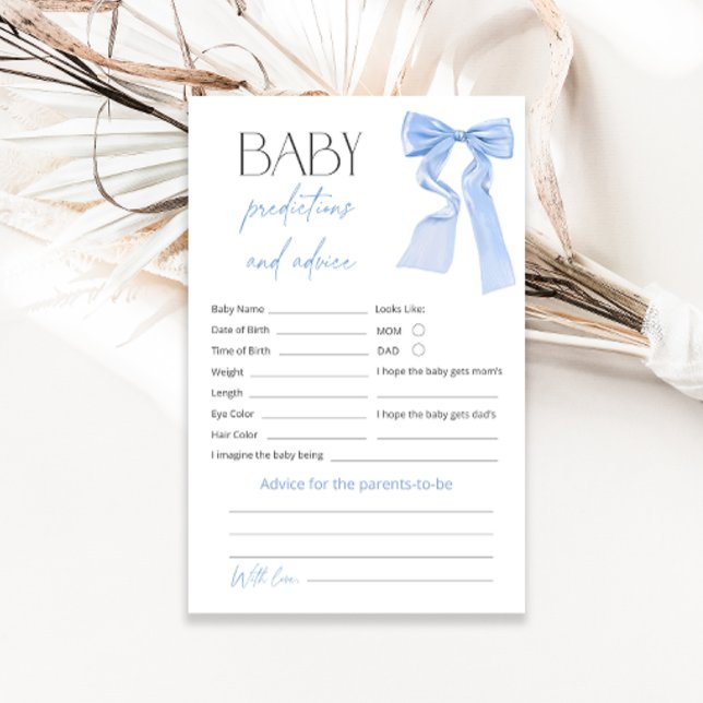 Blåa band förutsägelser och råd Baby Shower-spel (Skapare uppladdad)
