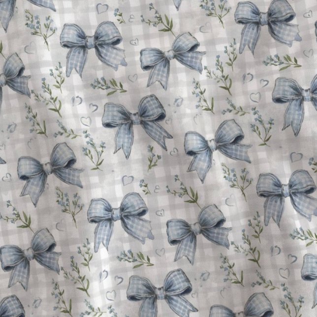 Blåa band i blommig gingham tyg (Skapare uppladdad)