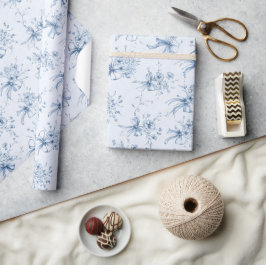 Blåa band och slingor Toile Coquette-mönster  Presentpapper