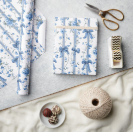 Blåa band och slingor Toile Coquette mönster  Presentpapper