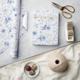 Blåa band och slingor Toile Coquette-mönster  Presentpapper
