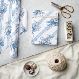 Blåa band och slingor Toile Coquette-mönster  Presentpapper