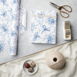Blåa band och slingor Toile Coquette mönster  Presentpapper