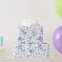 Blåa band och slingor Toile Coquette mönster 