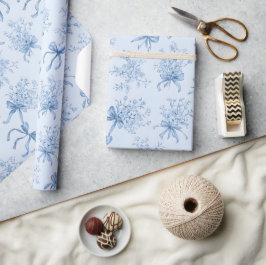 Blåa band och slingor Toile Coquette-mönster  Presentpapper