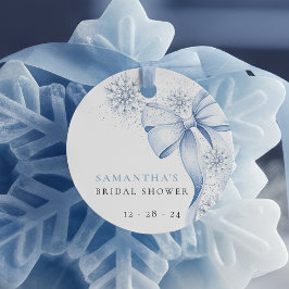 Blåa band snöflinga vinter bröllopsfest förmånseti gåvor etiketter