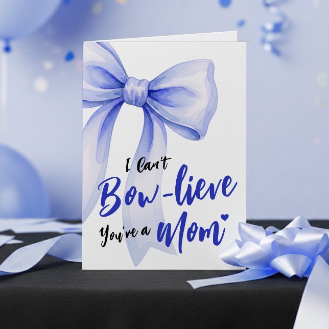 Blåa band söt ny mamma rolig glad mors dag kort (Blue Bow Cute New Mom Funny Happy Mothers Day Card
)