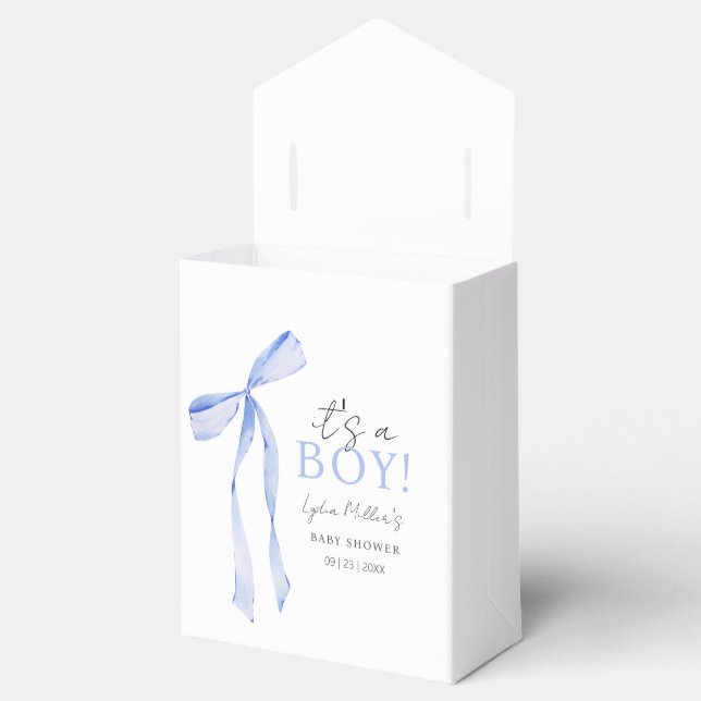 Blåa bandet baby shower inbjudan, pojke baby showe presentaskar (Öppnad)