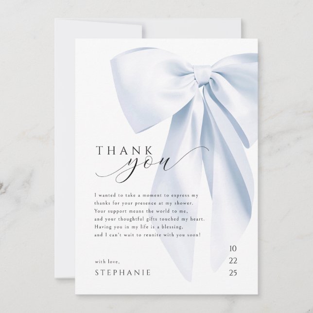 Blåa bandet Baby Shower Tacksamhetskort 5x7 Inbjudningar (Framsida)