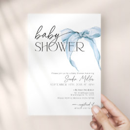 Blåa bandet Dammet Coquette Baby Shower Inbjudningar