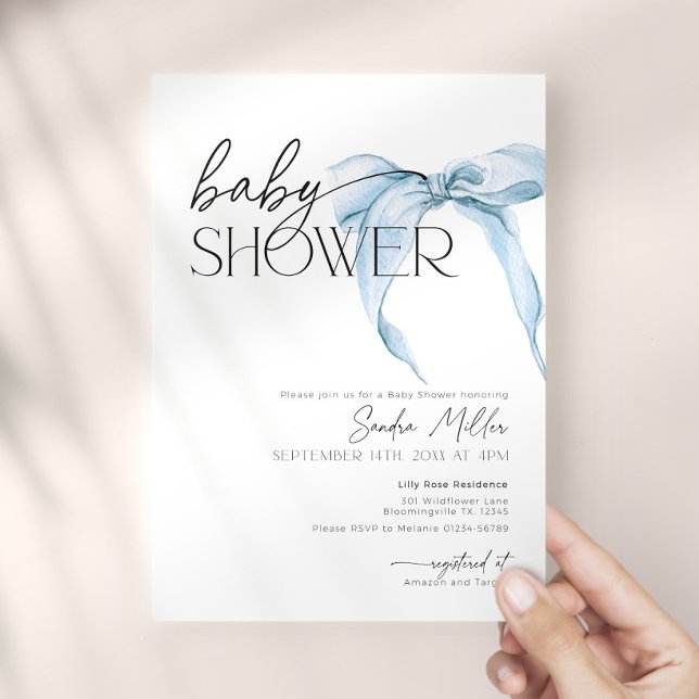 Blåa bandet Dammet Coquette Baby Shower Inbjudningar (Skapare uppladdad)