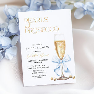 Blåa bandpärlor och Prosecco-inbjudan Inbjudningar
