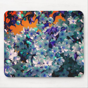 Blåa Blommar i abstrakt Flower Art Musmatta