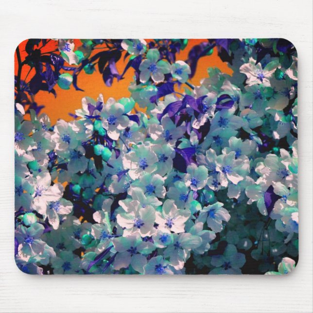 Blåa Blommar i abstrakt Flower Art Musmatta (Framsidan)