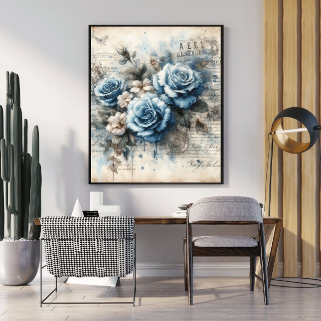 "Blåa Blommar Poster - Inledande Blommigt - bakgru (Skapare uppladdad)