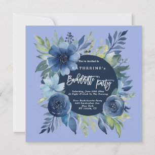 Blåa Blommigt Bachelorette Party-inbjudningar Inbjudningar