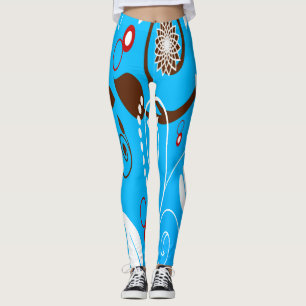 Blåa Blommigtar Leggings
